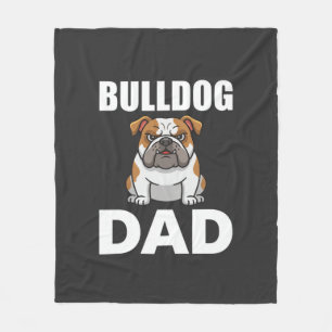 Bulldog Dad Cartoon Dog Lover Fleece Blanket