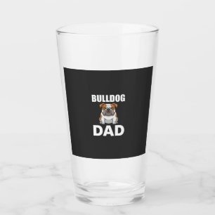 Bulldog Dad Cartoon Dog Lover Glass