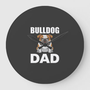 Bulldog Dad Cartoon Dog Lover Large Clock