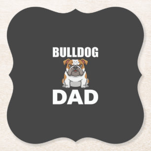 Bulldog Dad Cartoon Dog Lover Paper Coaster