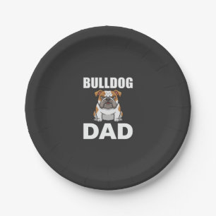 Bulldog Dad Cartoon Dog Lover Paper Plate