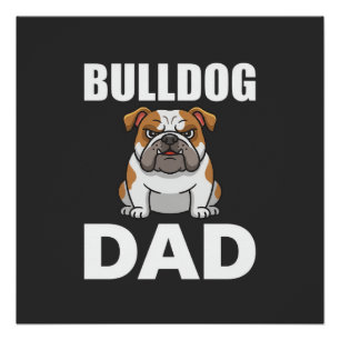 Bulldog Dad Cartoon Dog Lover Poster