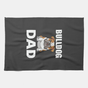 Bulldog Dad Cartoon Dog Lover Tea Towel