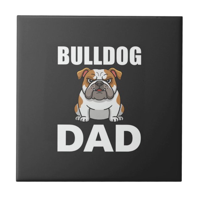Bulldog Dad Cartoon Dog Lover Tile (Front)