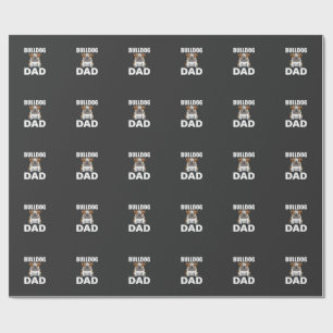 Bulldog Dad Cartoon Dog Lover Wrapping Paper