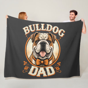 Bulldog Dad – Cute Vintage Bulldog Father’s Day Fleece Blanket