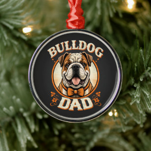 Bulldog Dad – Cute Vintage Bulldog Father’s Day Metal Tree Decoration