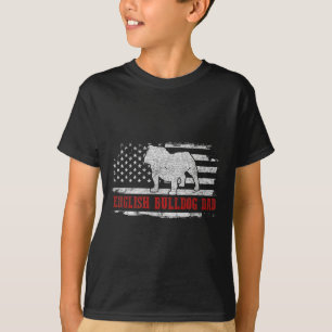 Bulldog Dad Distressed American Flag Patriotic Dog T-Shirt