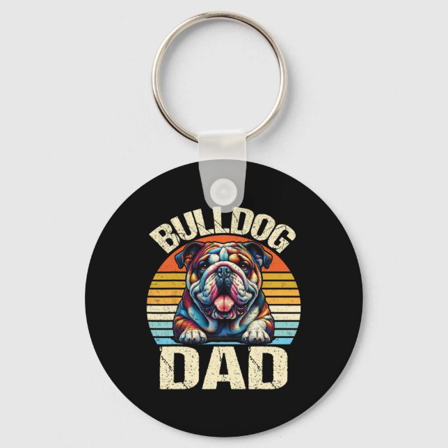 Bulldog Dad Dog Lovers Daddy Father's Day  Key Ring (Front)