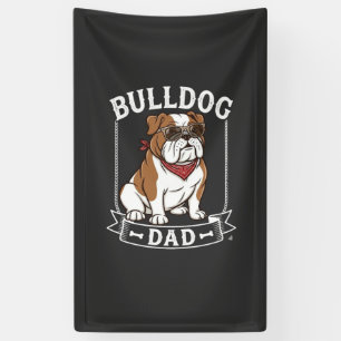 Bulldog Dad Dog Sunglasses Bandanna Banner