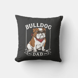 Bulldog Dad Dog Sunglasses Bandanna Cushion