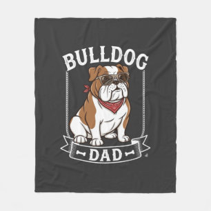Bulldog Dad Dog Sunglasses Bandanna Fleece Blanket