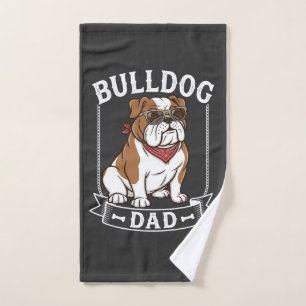 Bulldog Dad Dog Sunglasses Bandanna Hand Towel