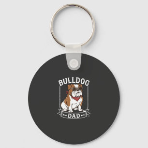 Bulldog Dad Dog Sunglasses Bandanna Key Ring