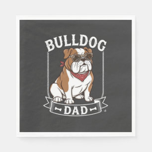 Bulldog Dad Dog Sunglasses Bandanna Napkin