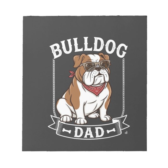 Bulldog Dad Dog Sunglasses Bandanna Notepad (Front)