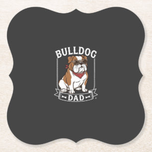 Bulldog Dad Dog Sunglasses Bandanna Paper Coaster