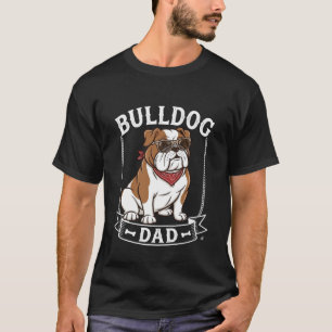 Bulldog Dad Dog Sunglasses Bandanna T-Shirt