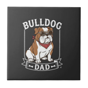Bulldog Dad Dog Sunglasses Bandanna Tile