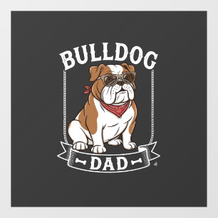 Bulldog Dad Dog Sunglasses Bandanna Window Cling