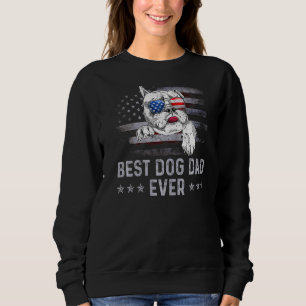 Bulldog Dad Vintage American Flag Patriotic Dog Sweatshirt