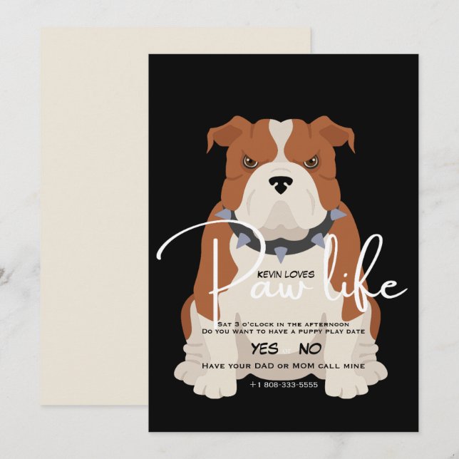 Bulldog date invitation (Front/Back)