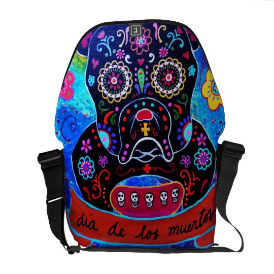 BULLDOG DAY OF THE DEAD MESSENGER BAG