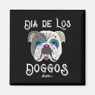 Bulldog Day Of The Dead Sugar Skull Halloween Magnet