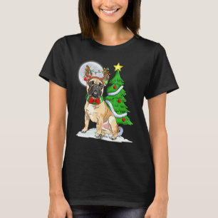 Bulldog decorate the tree lights reindeer antlers T-Shirt