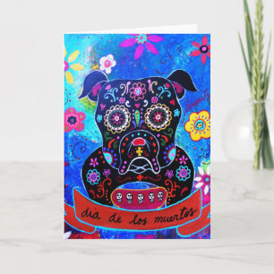 Bulldog Dia de los Muertos Painting Card