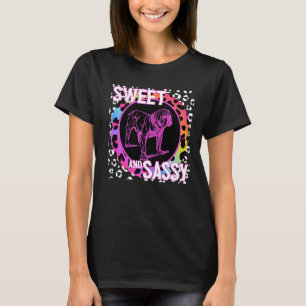 Bulldog Dog 90s Nostalgia Rainbow Leopard Print Tr T-Shirt