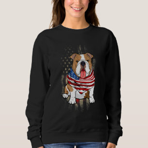 Bulldog Dog American Flag 4th Of July Dog Sweatshirt