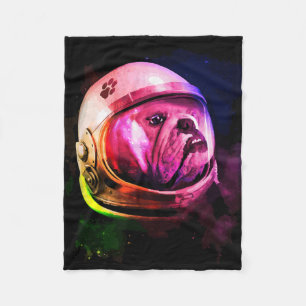 Bulldog Dog Astronaut Spacemen Fleece Blanket