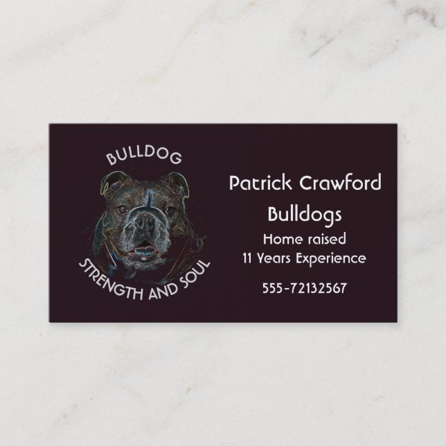 Bulldog Dog Breeder And Training Business Card (Front)