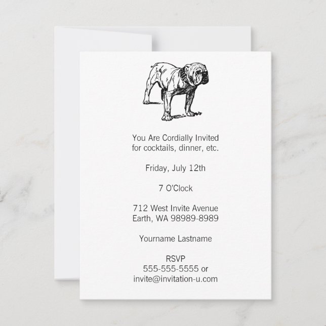 Bulldog Dog Business Invitation (Front)