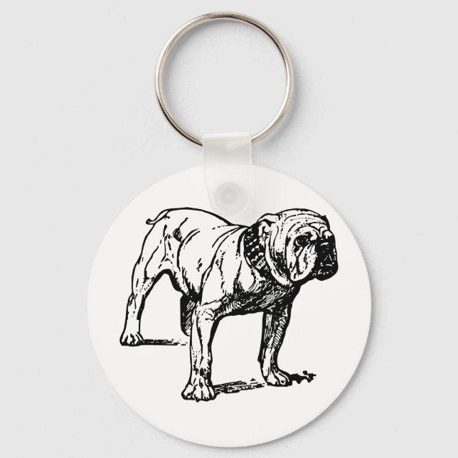 Bulldog Dog Business Key Ring (Front)