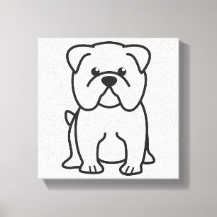Bulldog Dog Cartoon Canvas Print