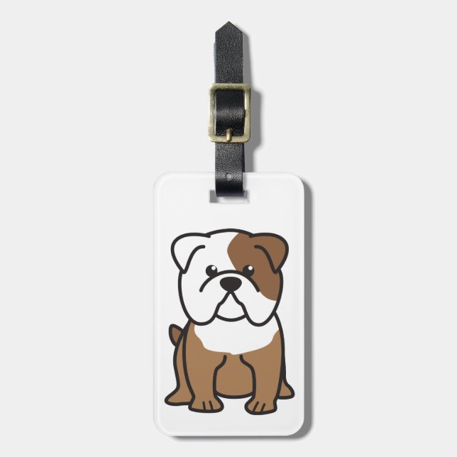 Bulldog Dog Cartoon Luggage Tag (Front Vertical)