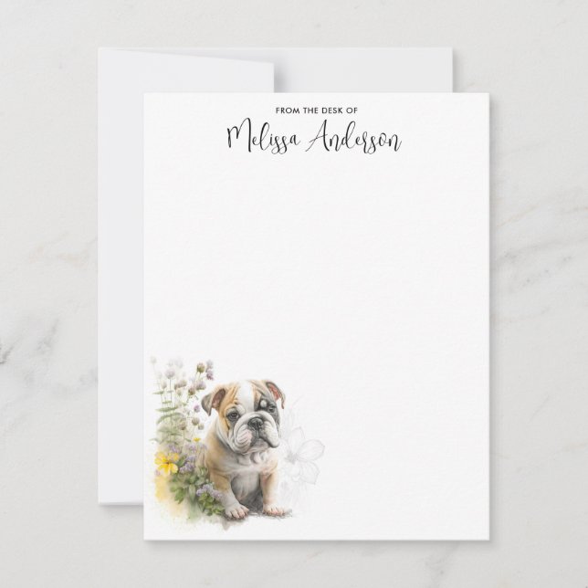 Bulldog Dog Cute Puppy Watercolor Personalised Card (Front)