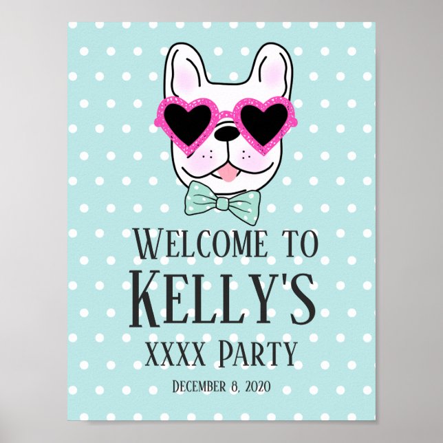 bulldog, dog, doggie, pet, welcome sign (Front)