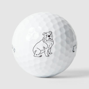 Bulldog dog  golf balls