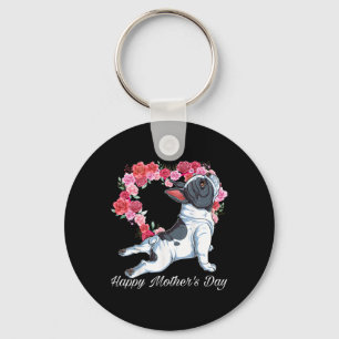 Bulldog Dog Heart Floral Happy Mother's Day Gifts Key Ring