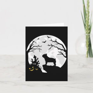 Bulldog Dog In The Moon Halloween Costume Men Wome Card