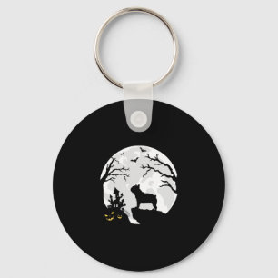 Bulldog Dog In The Moon Halloween Costume Men Wome Key Ring