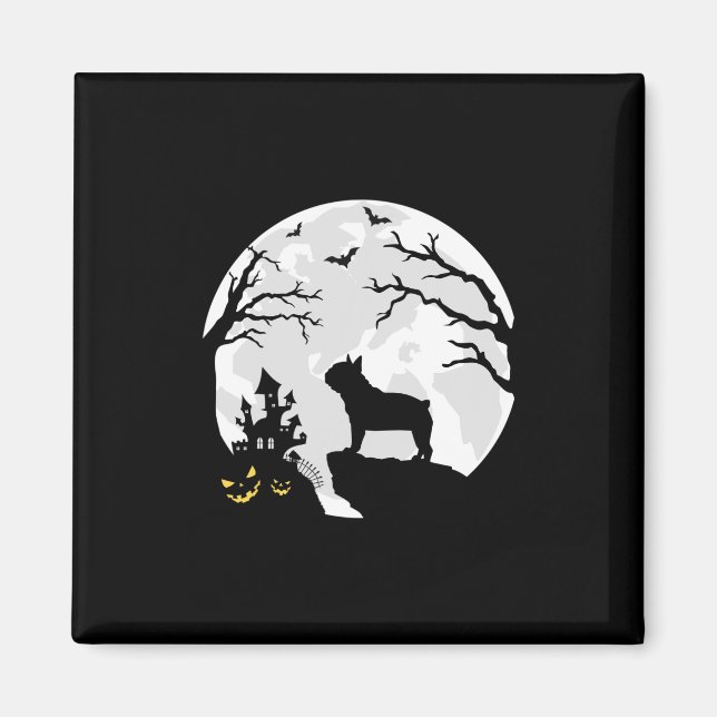 Bulldog Dog In The Moon Halloween Costume Men Wome Magnet (Front)