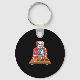 Bulldog Dog Kimono Kawaii Japanese Foodie Sushi Key Ring
