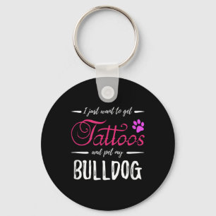 Bulldog Dog Lover Tattoo Funny Dog Mum Gift Idea Key Ring