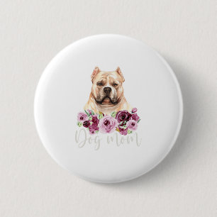Bulldog Dog Mum Floral Bully Mama 6 Cm Round Badge