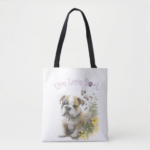 Bulldog Dog Mum Floral Tote Bag