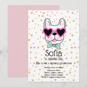Bulldog, dog, pet birthday party invitation